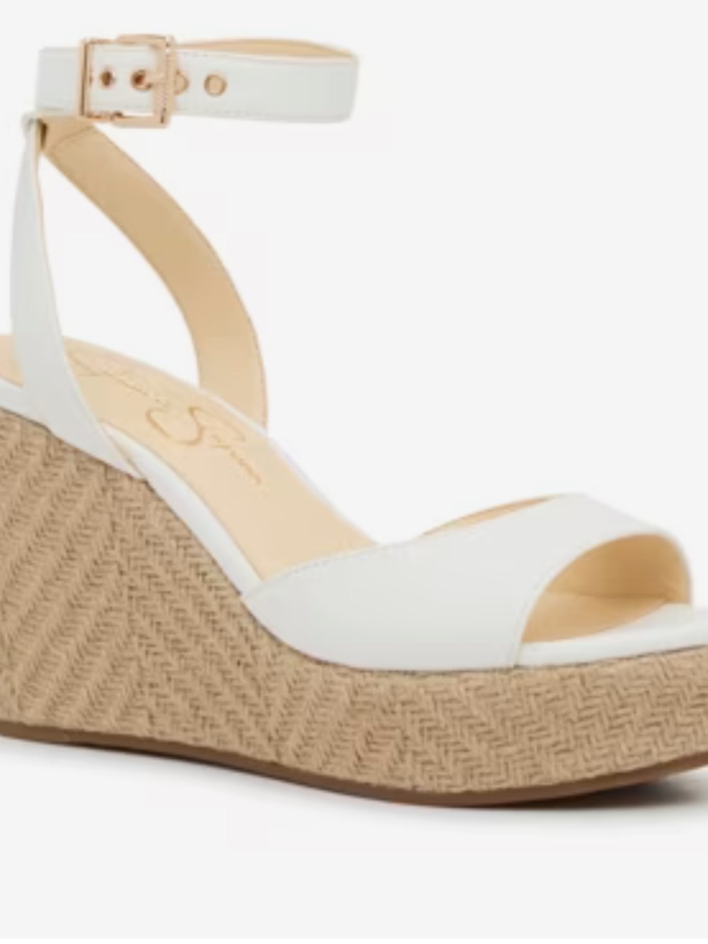 Jessica Simpson White Ankle-Strap Wedge Sandals 8.5–9